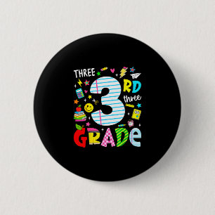 3rd third grade retro colourful back to school 2 inch round button