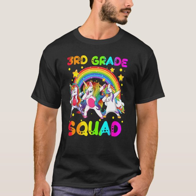 3rd Third Grade Squad Dabbing Unicorn Back To Scho T-Shirt (Front)