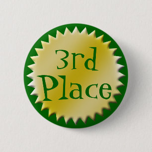 3rd Third Place Award Button, Customizable 2 Inch Round Button
