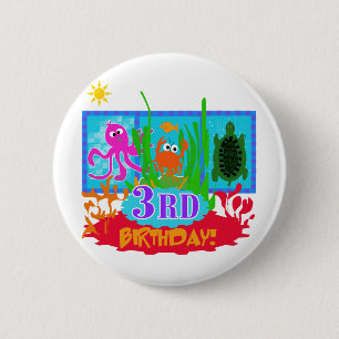 3rd Undersea Adventure Birthday Tshirts 2 Inch Round Button