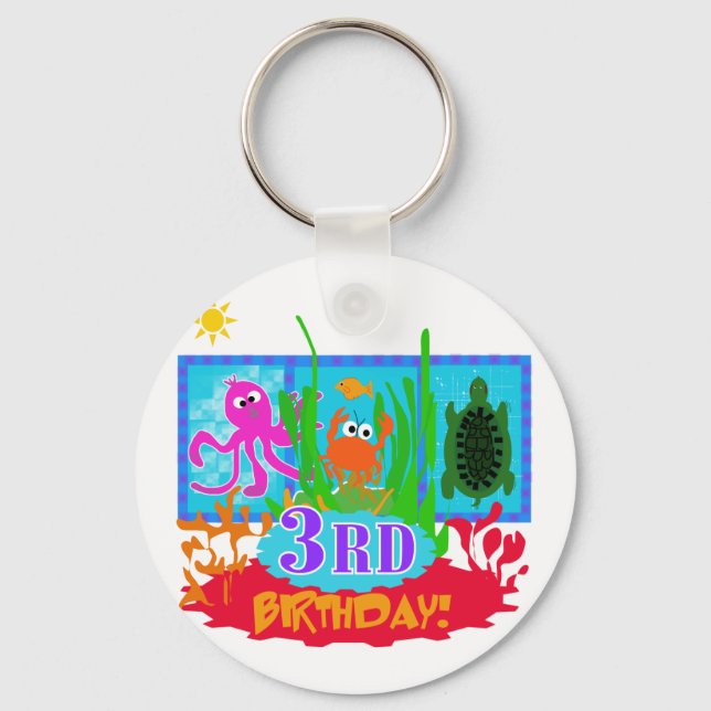 3rd Undersea Adventure Birthday Tshirts Keychain (Front)