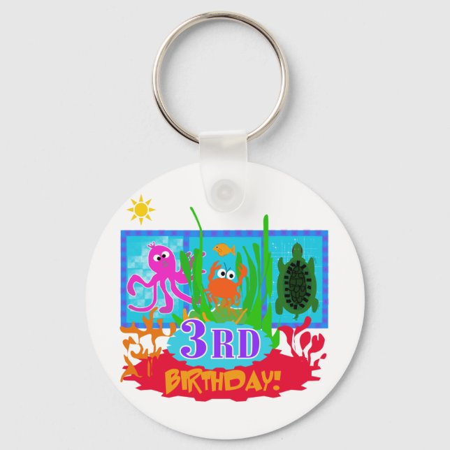 3rd Undersea Adventure Birthday Tshirts Keychain (Front)