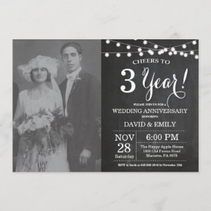 3rd Wedding Anniversary Chalkboard Photo Invitation