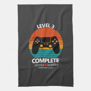 3rd Wedding Anniversary Custom Retro Video Game Kitchen Towel