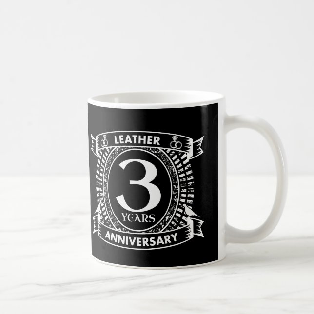 3rd wedding anniversary distressed crest coffee mug (Right)