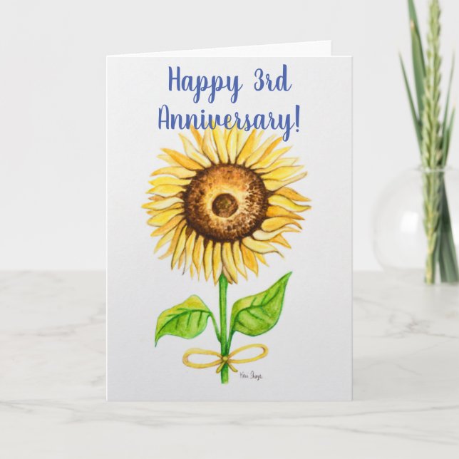 3rd wedding anniversary greeting card blank inside (Front)