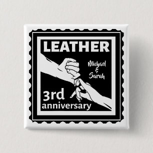 3RD Wedding anniversary holding hands traditional 2 Inch Square Button