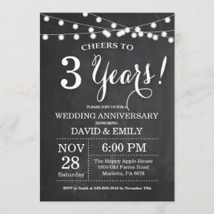 3rd Wedding Anniversary Invitation Chalkboard