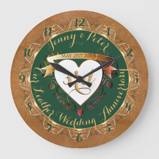 3rd Wedding Anniversary Leather Image Large Clock