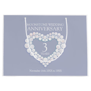3rd wedding anniversary moonstone bead heart large gift bag