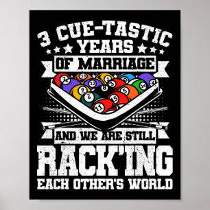 3rd Wedding Anniversary Pool Billiards 3 Years Mar Poster