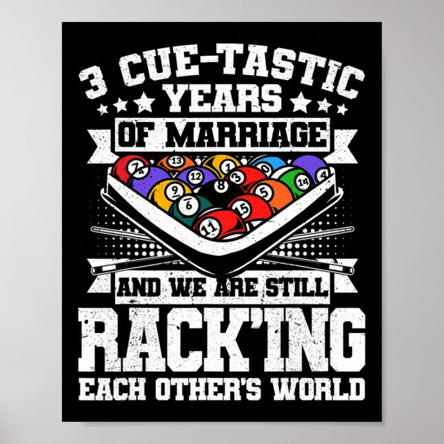 3rd Wedding Anniversary Pool Billiards 3 Years Mar Poster (Front)