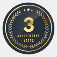 3rd Year anniversary Classic Round Sticker