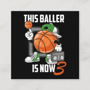 3th Birthday Basketball Player Funny 3 Years Old Square Business Card