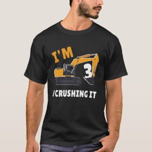 3th Birthday Excavator I'm 3 and Crushing It Const T-Shirt