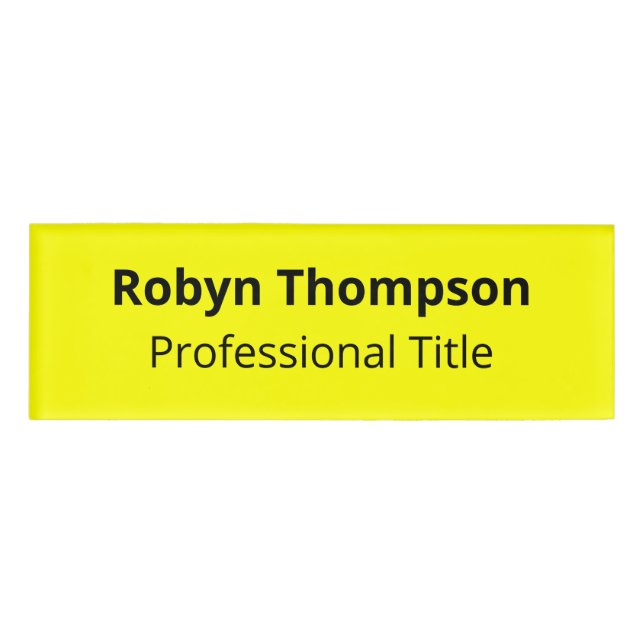 3x1 Yellow Acrylic Name Tag Magnetic Professional (Front)