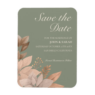 3X4 Sage Green & Floral Save the Date Magnet