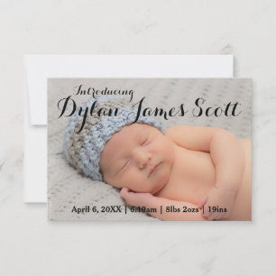 3x5 Beau script Baby Invitation garçon ou fille