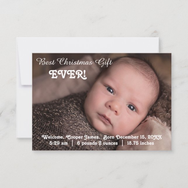 3x5 Birth Announcement Best Christmas Gift Ever (Front)