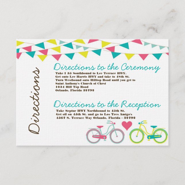 3x5 Directions Cartes Amateurs Vélo Carnaval (Devant)