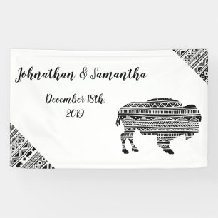 3'x5' Personalized Banner Boho Buffalo Tribal Patt