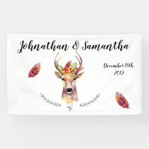 3'x5' Personalized Banner Boho Deer Buck Head Brow