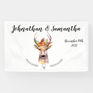3'x5' Personalized Banner Boho Deer Buck Head Brow