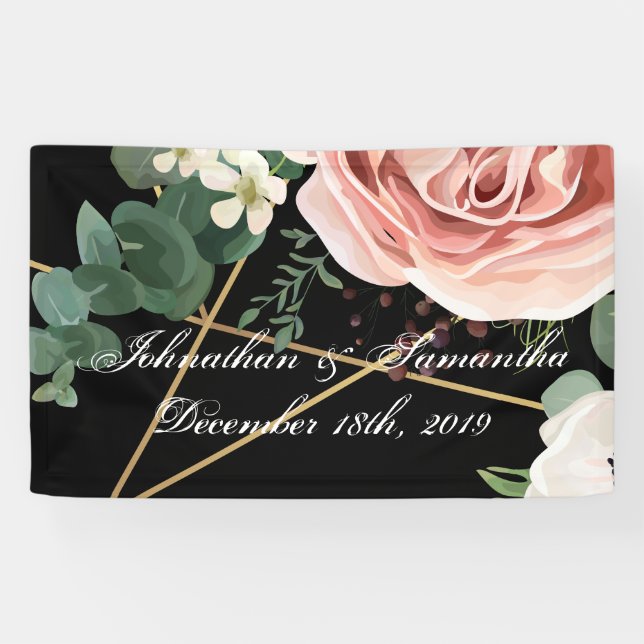 3'x5' Personalized Banner Geometric Garden Black (Horizontal)