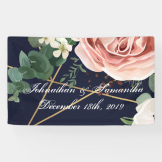 3'x5' Personalized Banner Geometric Garden Navy
