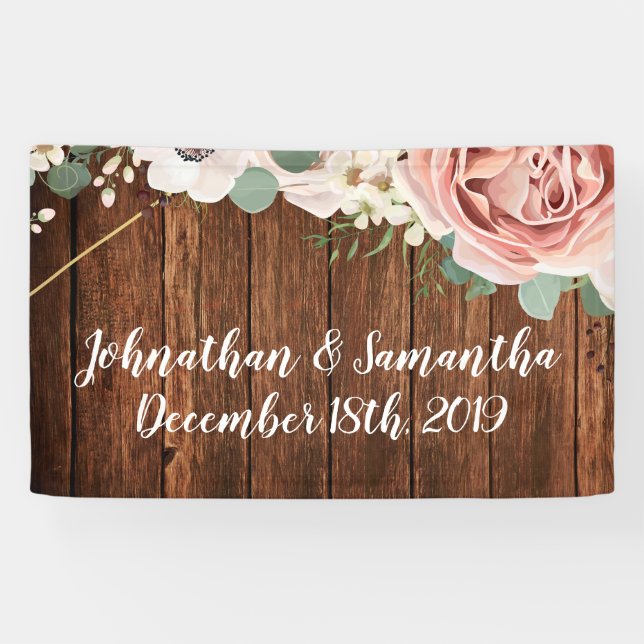 3'x5' Personalized Banner Geometric Garden Rose (Horizontal)