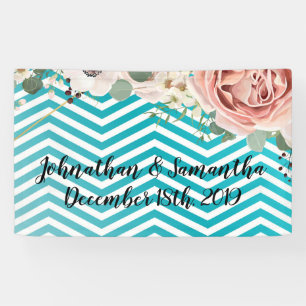 3'x5' Personalized Banner Geometric Rose Chevron T