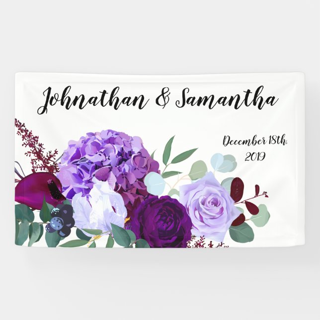 3'x5' Personalized Banner Lavender Hibiscus on W (Horizontal)