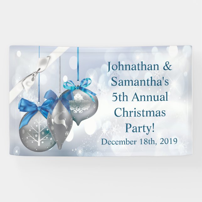 3'x5' Personalized Banner Ornaments Snowflakes Sno (Horizontal)