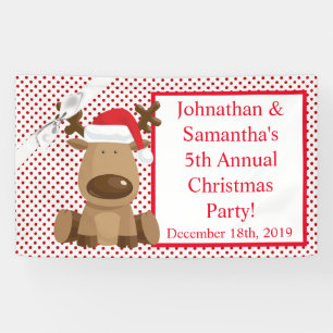 3'x5' Personalized Banner Reindeer Christmas XMAS