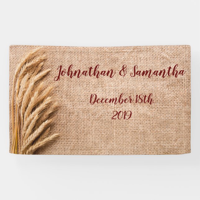 3'x5' Personalized Banner Wheat on Burlap Sack Cou (Horizontal)