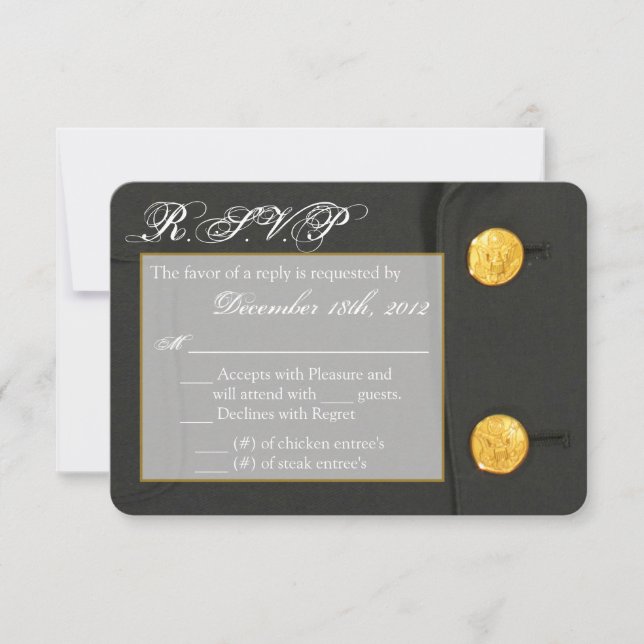 3x5 R.S.V.P. Carte de réponse ARMÉE ROBE VERTS UNI (Devant)