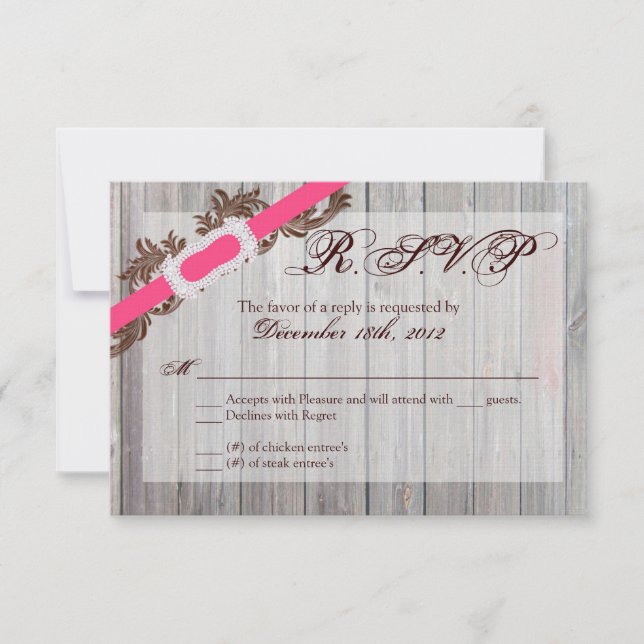 3x5 R.S.V.P. Carte de réponse Barn Wood Diamond Ri (Devant)