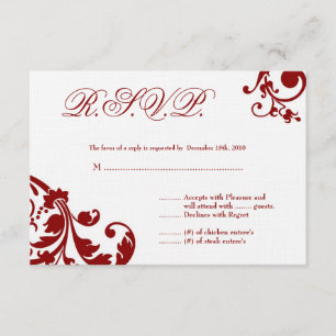 3x5 R.S.V.P. Carte de réponse Crimson Red Floral F