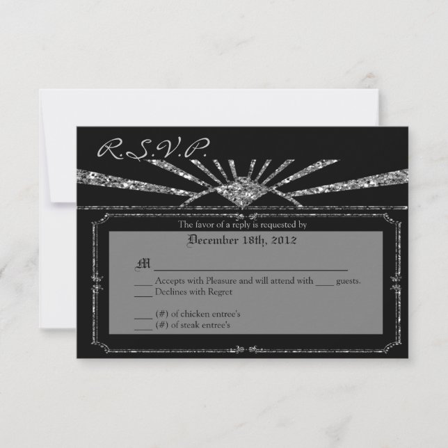 3x5 R.S.V.P. Reply Card Art Deco Roaring 20s GATSB (Front)