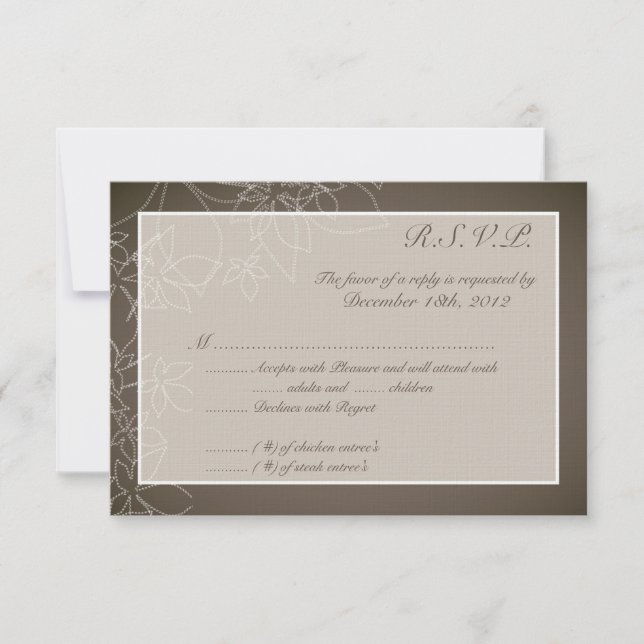 3x5 R.S.V.P. Reply Card Autumn Floral Fall Grey (Front)