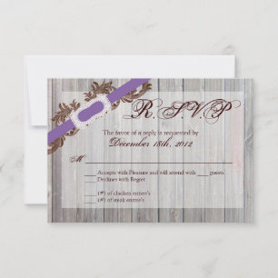 3x5 R.S.V.P. Reply Card Barn Wood Diamond Ribbon