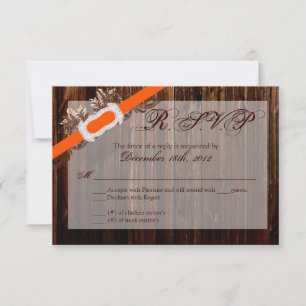 3x5 R.S.V.P. Reply Card Barn Wood Diamond Ribbon