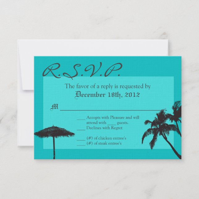 3x5 R.S.V.P. Reply Card Beach Breeze Ocean Water (Front)