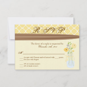 3x5 R.S.V.P. Reply Card Country Mason Jar Flowers