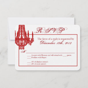 3x5 R.S.V.P. Reply Card Crystal Chandelier Glitz