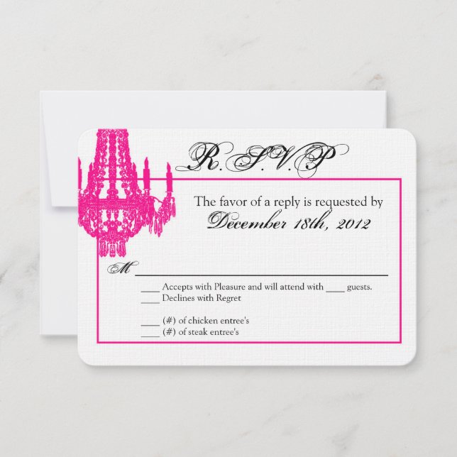3x5 R.S.V.P. Reply Card Crystal Chandelier Glitz (Front)