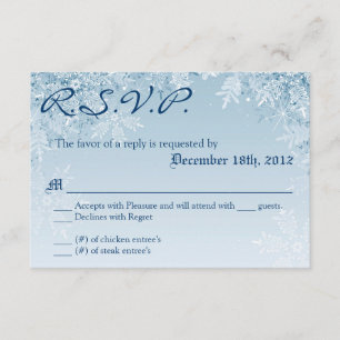 3x5 R.S.V.P. Reply Card Crystal Snowflakes Winter
