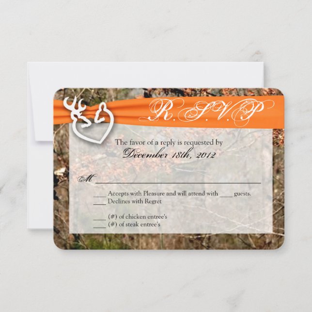 3x5 R.S.V.P. Reply Card Deer Couple Doe Buck Camo (Front)