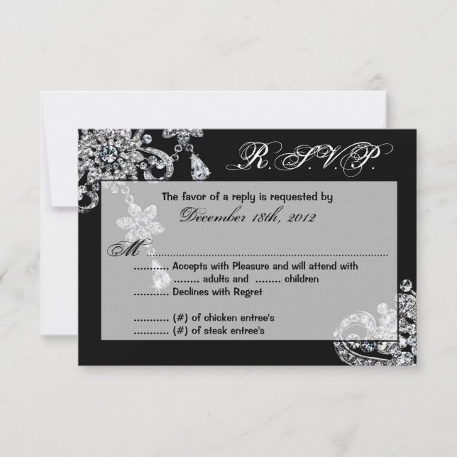 3x5 R.S.V.P. Reply Card Diamond Jewellery Necklace (Front)