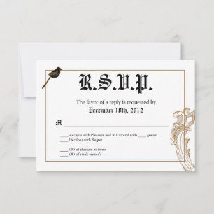 3x5 R.S.V.P. Reply Card Formal Love Birds Pigeon